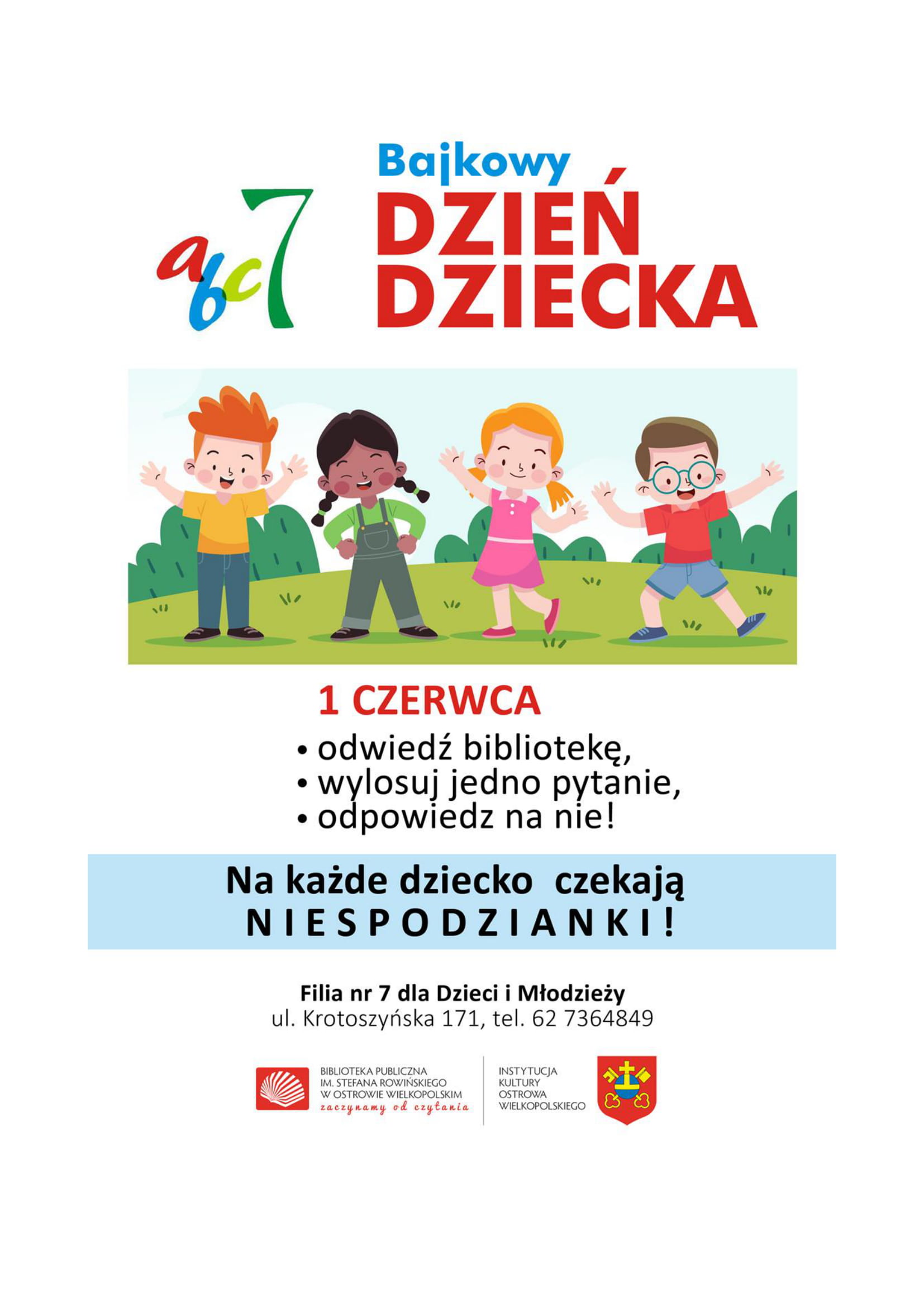 Ogłoszenie dotyczące obchodów Dnia Dziecka w Bibliotece Dla Dzieci i Młodzieży