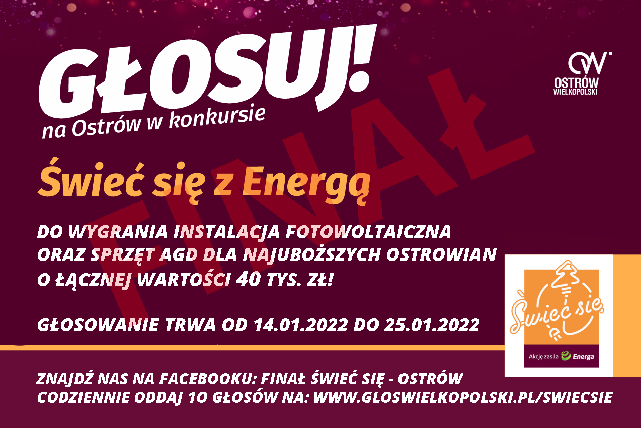 Plakat zachęcający do głosowania na miasto Ostrów Wielkopolski
